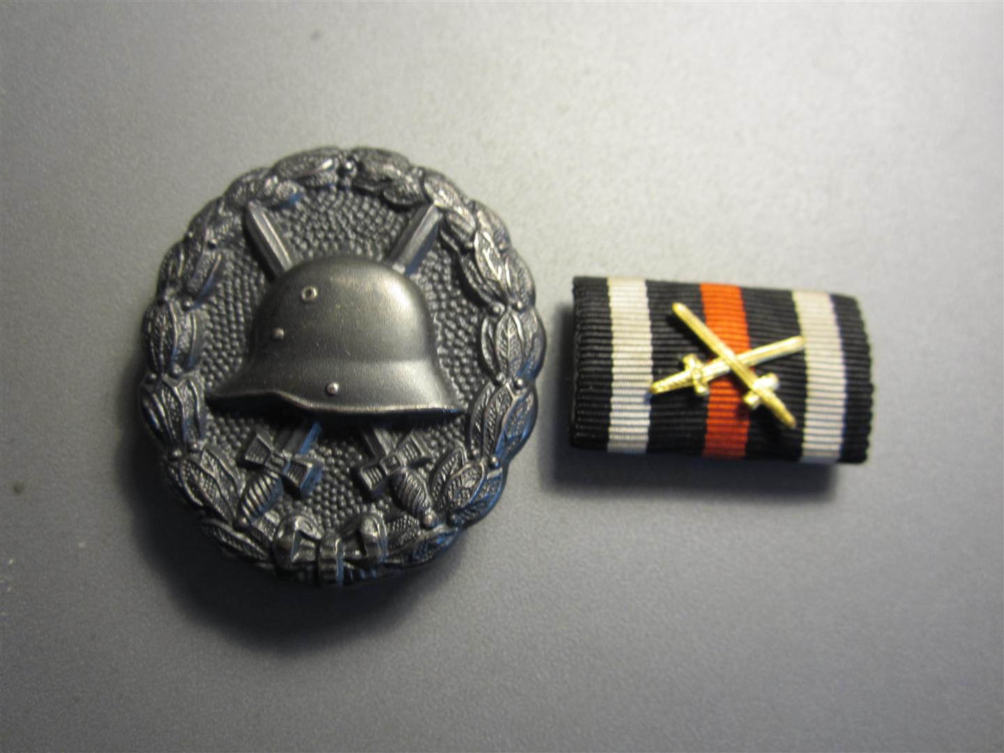WW1 German Black Wound Badge & War Service Ribbon